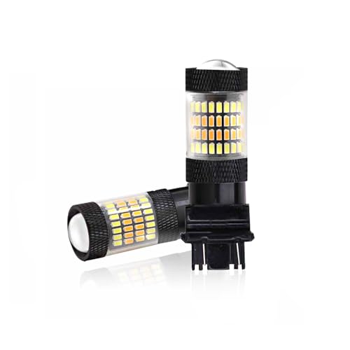 AUTOGOOD Super Bright 3157 LED Bulb, 3057 4157 3155 3457 1157 Switchback LED Bulb, Projector Replacemnt for DRL Daytime Running Lights and Trun Singal lights, White/Amber 2 Pack