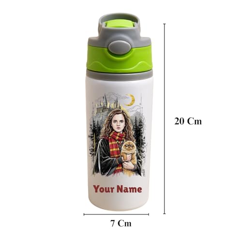 Image of Personalised Aluminium Water Bottle for Kids | Custom Name Cartoon Theme | 600ml Leakproof Bottle | Gift for Brother, Sister, Kids|Customise Gift
