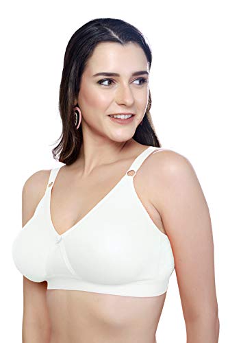 Image of SIMONI Cross Fit Polycotton Non-Wired Non-Padded Full Coverage Cups Bra, Comfortable Everyday T-Shirt Bra for Women and Girls