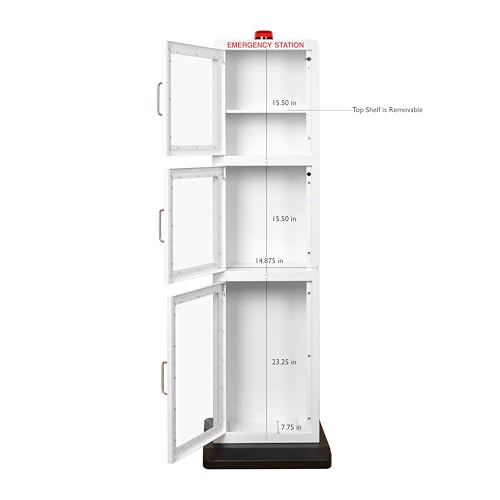 OVERDOSE KITS Emergency Life Saving Station | Floor Stand Cabinet Designed to Store AEDs, Fire Extinguishers, Naloxone, Bleeding Control Kits & First Aid Kits for Public Spaces