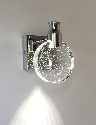 Image of Aomesinc Crystal Wall Sconce Nordic Style LED Wall Lamps Simple Creative Lights for Living Room Bedroom Bedside Dresser Bathroom Corridor(A,Silver,Small)