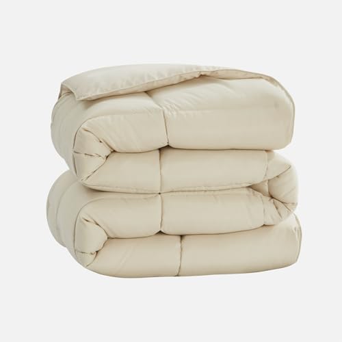 Image of Homelike Moment Lightweight Twin Comforter - Beige Down Alternative Comforters Twin Size Bed, All Season Duvet Insert Quilted Bedding Comforter Soft Cozy Twin Size Beige