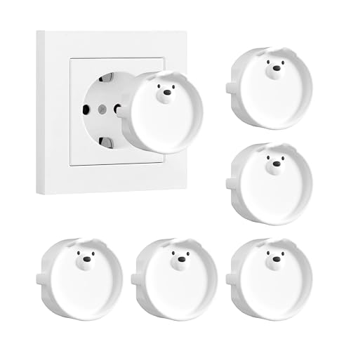 VntMQP F Cache-prise en silicone pour prise de courant/protection contre la poussière, cuisine, buanderie, protection contre les éclaboussures (6 blancs)