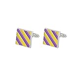 【DISEÑO ÚNICO】Diseño cuadrado a rayas simple, color clásico y fondo de cierre firme a juego personalizado, que es único y siempre atrapa los ojos de las personas y no se empañará ni corroerá con el tiempo, estos gemelos se mantendrán elegantes en los próximos años y nunca se preocuparán por su calidad.