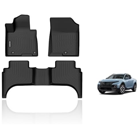 KELCSEECS® Floor Mats Custom for Hyundai Santa Cruz 2025 2024 2023 2022 All Weather Protection TPE Heavy Duty Non-Slip Automotive Floor Liners Fits Front & 2nd Row Full Set Accessories, Black Cover