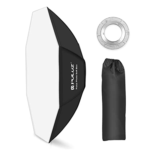 PULUZ 95cm オクタゴンソフトボックス ボーエンズマウント対応 折りたたみ式 アンブレラ型 ディフューザー2枚付き ポートレート・商品撮影に最適