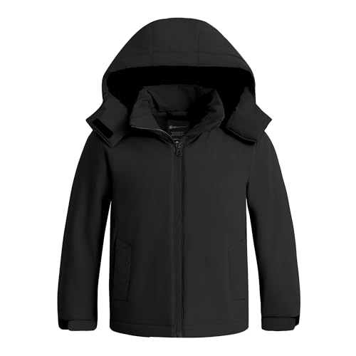 wantdo Girls Winter Coat Waterproof Windbreaker Snow Ski Jacket Warm Thick Rain Coats Kids Jacket with Removable Hood