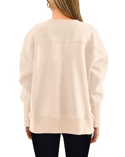 Btfbm Women'S Casual Crewneck Sweatshirts 2024 Fall Winter Clothes Long Sleeve Side Slit Workout Fleece Pullover Tops thumb #2