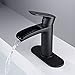 NEWATER Black Waterfall Bathroom Faucet，Single Handle Bathroom Sink Faucet with Pop-Up Drain & Supply Hoses, One or Three Holes Deck Mount for Farmhouse RV Vanity Faucet, Easy Install，Matte Black