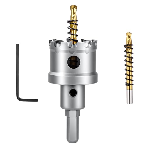 Flintronic Seghe a Tazza in Carburo, 35mm Taglierina per Fori in Carburo TCT Heavy Duty, con 2 Punte per Trapano Pilota in Titanio, per Lamiera di Acciaio Inossidabile, Metallo, Lega, Ferro, Legno