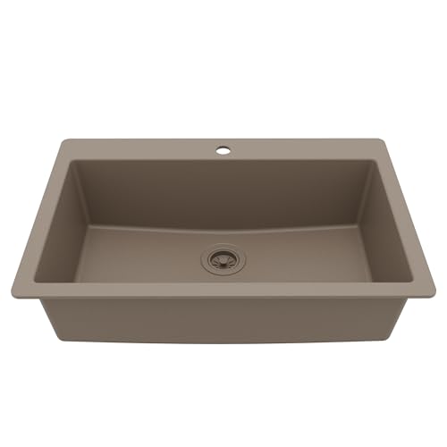 Karran 33" Drop-In Top Mount Quartz Composite Single Bowl Kitchen