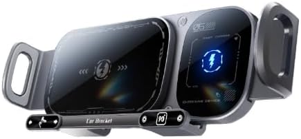 15W Car Wireless Charger Mount - Specially Designed for Foldable Phones, 90° Auto-Rotation for Landscape/Portrait Mode, Auto-Clamping Electric Holder for All Large Screen Smartphones (Grey)