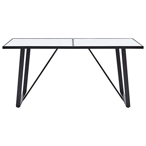 Table de bar blanche 160 x 80 cm en verre pour cuisine moderne et bureau - 4