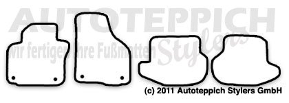 AUTOTEPPICH-Stylers Fußmatten Für VW EOS - Velours Schwarz Mit Kupferrand