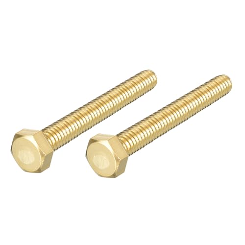 Image of METALLIXITY Hex Head Screw Bolt (5 /16-18x3 inch) 2Pcs, Brass Fully Threaded Solid Brass Hex Bolts Machine Screws - for Machinery Repair