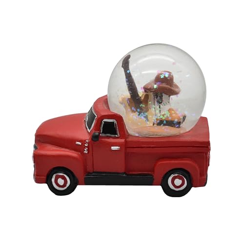 Nashville Red Truck Carrying a Snowglobe with Guitar, Cowboy Hat, and Cowboy Boots - Mid-South Products