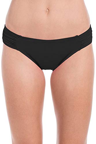 La Blanca Women's Island Goddess Side Shirred Hipster Bikini Swimsuit Bottom, Black, 8
