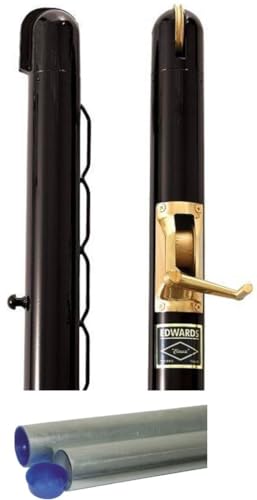 Edwards Black Classic Round Tennis Post w Internal Wind (3 Inch OD) Bundled w Round Galvanized Ground Sleeves
