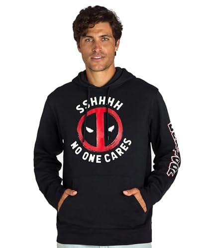 Marvel Deadpool Hoodie Men's SSHHHH No One Cares Long Sleeve Sweatshirt2