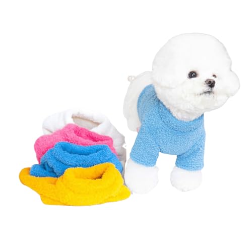 PetGround 犬服 秋 冬 ボア 暖かい かわいい 犬の服 着せやすい トレーナー 防寒 裏起毛 フリース 小型犬 中型犬 長袖 ペット服 (ブルー, S)