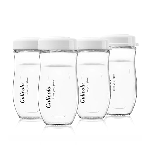 Image of Gulicola Glass Baby Breastmilk Storage Bottles 8 oz, Wide Neck Breastmilk Collection Bottles, 4 Pack - White