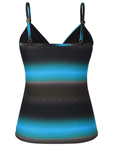 Image of Hilor Women's Tankini Tops Shirred Ruffled Swimsuits V Neck Swimwear Top