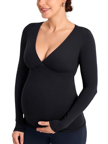 Gratlin V-Neck Maternity Nursing Long Sleeve Tee