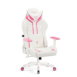 Diablo X-Ray Gaming Game Stoel Gaming Chair Bureaustoel 4D Armleuningen Ergonomisch Ontwerp Kunstleer Perforatie Kantelfunctie Roze-Wit Normal (L)