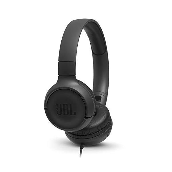 JBL Tune 500 – Wired on-ear headphones, JBL Pure Bass Sound, 1-button remote/mic, Tangle-free flat cable, Lightweight and foldable design, Ask Siri or Google Now (Black)