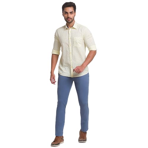 Image of Parx Men's Regular Fit Cotton Casual Pant (XMTS03349B6 Blue)