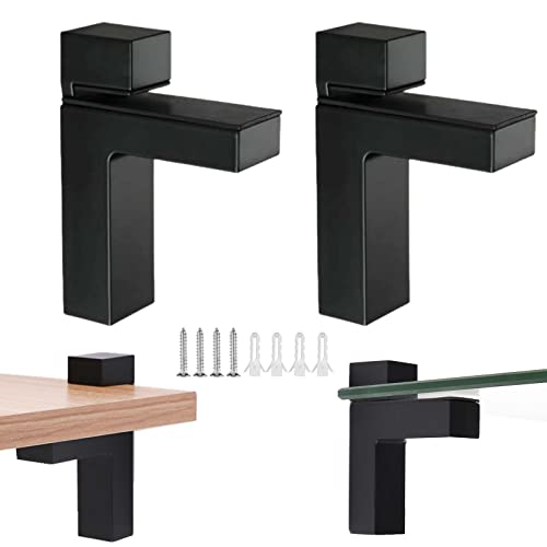 KMERCE 2 x Wall Glass Shelf Brackets, Adjustable Glass Clamp Wall Mounting, Floating Shelf Brackets, Shelf Brackets