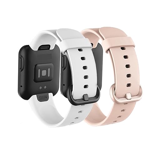 Image of YODI Soft Silicone With Metal Buckal Classic Strap Bands for Redmi Watch 2 Lite /Redmi GPS Smart Watch Only, Comfort and Flexible Straps for Men Women and Kids (WHITE /PINK)