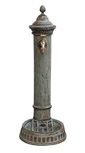 aubaho Standbrunnen 78cm Waschbecken Brunnen Eisen Waschplatz Antik-Stil grün