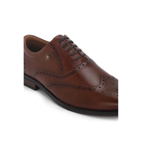 Image of Louis Philippe Men Premium Leather Breathable Lining Material Anti Slip with Heel TPR Sole Formal Oxford Shoes