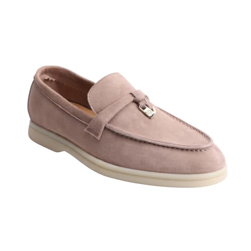 Image of Women's Summer Charms Suede Loafers - Premium Sheepskin Unlined Upper,Classic or Styles with Metal Detail for Casual, Office, Travel & All Day Wear