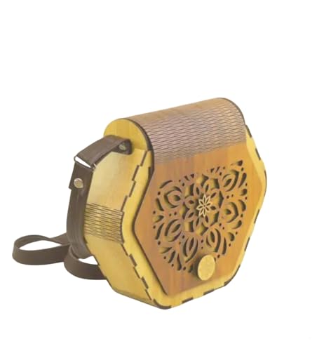 Sac à bandoulière en bois jaune et marron avec sangle réglable