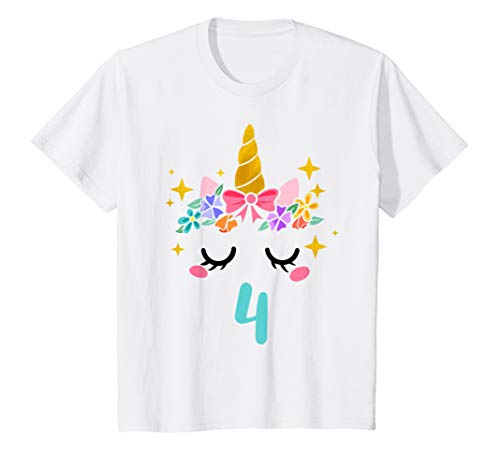 Kinder Einhorn Geburtstagsshirt 4 Jahre Mädchen 4. Geburtstag T-Shirt