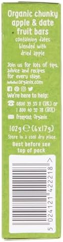 Organix Apple & Date Organic Chunky Fruit Toddler Snack Bars 12+ Months Multipack 6 x 17g (Pack of 6)