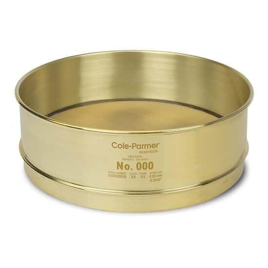 Cole-Parmer Testing Sieve, Brass Frame/Brass Wire, 12" OD, Full Height, No. 40