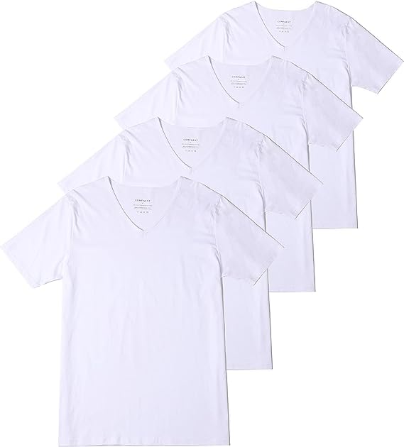 Stafford V Neck White Shirts (Pack of 4) Blended Cotton Dry+Cool (46-48)