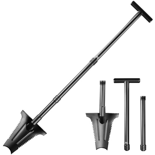 REDACMP 46 Metal Detecting Shovel Spade Shovel Digging Tool with Double Serrated Blade Sharpshooter Shoves for Landscapers Lawn Gardeners Relic Gold Prospecting 31 & 46