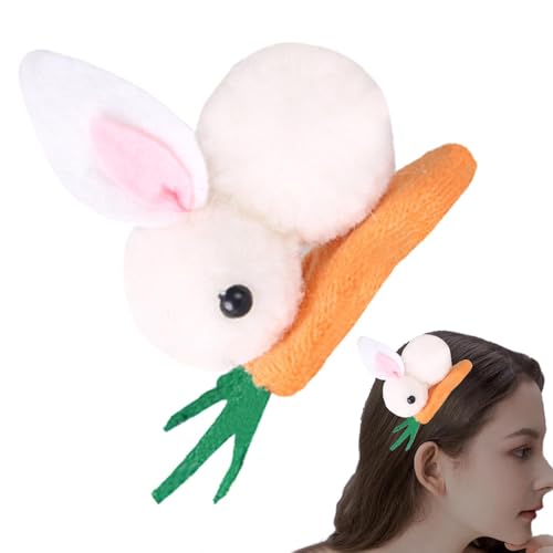 かわいいウサギのヘアクリップ、髪用ウサギのクリップ,ビスタぬいぐるみバニーキャロットヘアピン - ぬいぐるみ バニー キャロット ヘアピン バレッタ 女の子と女性用 ヘアアクセサリー イースターデー用
