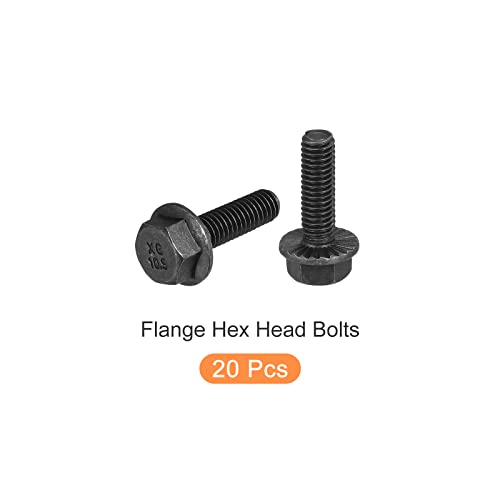 Image of METALLIXITY Flanged Hex Head Bolts (M6x20mm) 20pcs, Hexagon Serrated Flange Bolt Fully Thread Screw - for House Construction Hardware Fasteners