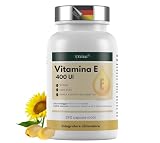 EXVital Vitamina E 400 UI, 240 capsule vegane in softgel, con D-alfa-tocoferolo, vitamina E da girasole, ad alto dosaggio e testata in laboratorio