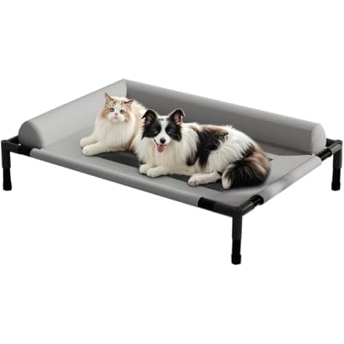 lisBaby 犬用ベッド 中小型犬 猫向け オフグラウンド脚付き 防湿通気性メッシュ 四季対応 ソファ風 組み立て簡単 取り外し洗浄可能 軽量持ち運び便利 高耐荷重 (グレー,83*63*17cm)