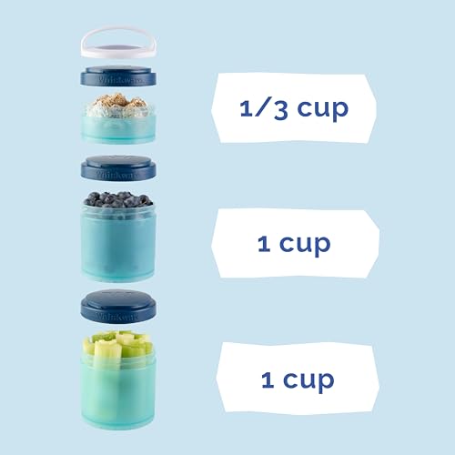 Image of Whiskware Disney Mickey Mouse and Friends Stackable Snack Containers for Babies, Toddlers, and Kids, 3 Stackable Snack Cups for School and Travel, Cupholder Friendly, All Time Classic!