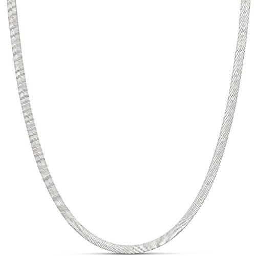 Amazon Essentials Sterling Silver Plated 4mm Herringbone Chain 16