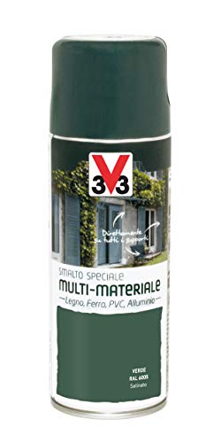 V33 Smalto Multimateriale 4In1 Spray Verde Ral 6005 0.4 L
