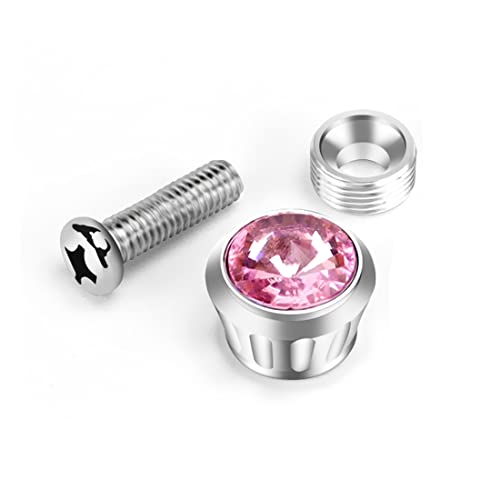 Car License Plate Screw Bolt Cap -Stainless Steel Motorcycle Tag Fasteners With Rhinestone Covers Vehicle Trucks License Plate Frame Fastener Screws Bolts Mounting Kits, Pink Diamond #TOP3