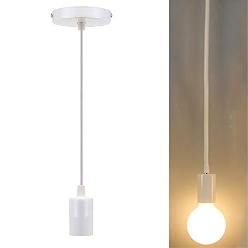 Portalàmparas con cable casquillo E27 lámpara de techo Accesorios de La Lámpara DIY Luces Decorativas Industrial Vintage Retro para Comedor sala Dormitorio cocina Restaurante, blanco